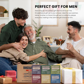 Rinse & Robust kraft gift box with hand-painted art, presentable and lightweight