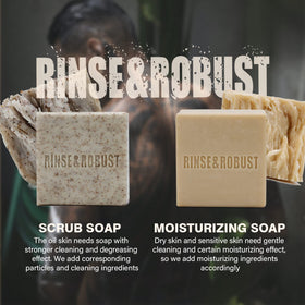 Rinse & Robust travel-ready bar inside toiletry bag illustrating convenient packing for trips