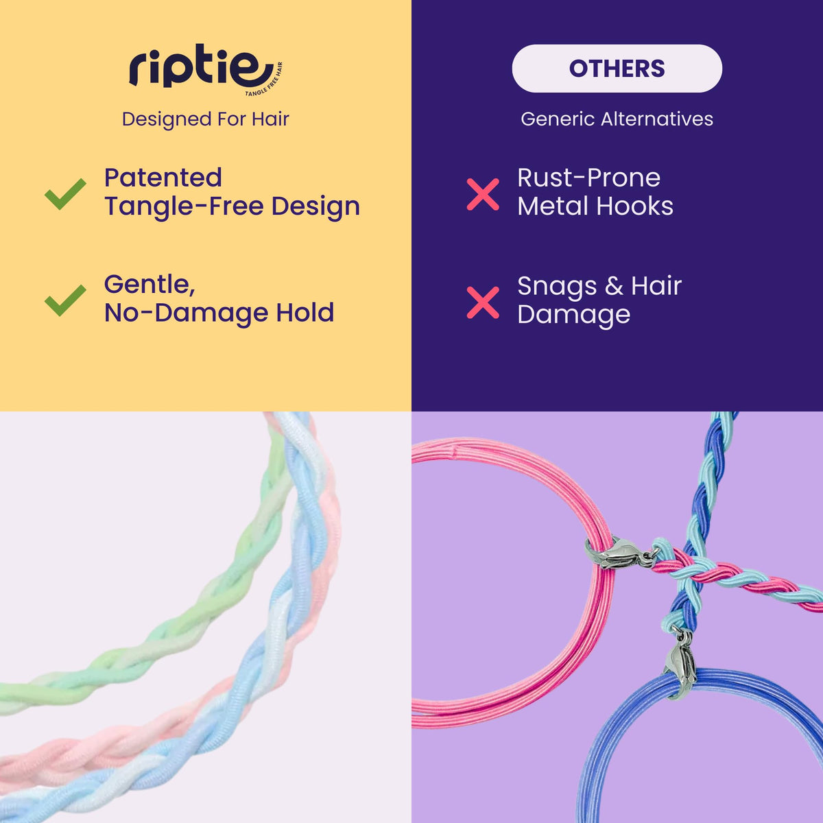 Rip Tie arranged colorful ties demonstrating style options and secure hold