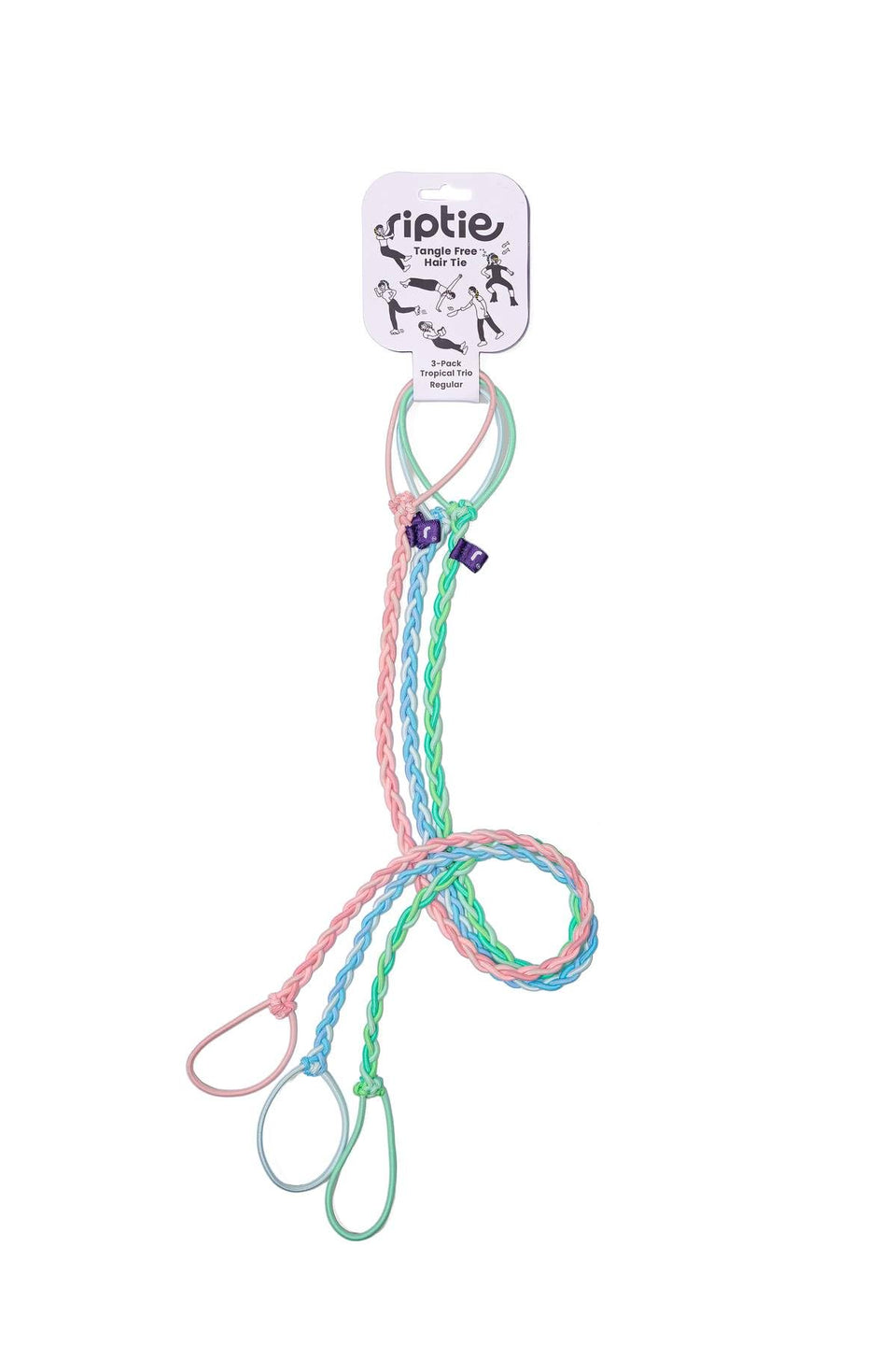 Rip Tie front packaging tropical pack showing colorful ties and brand benefit