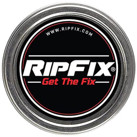 RipFix tin front view showing compact design and branding for easy carrying