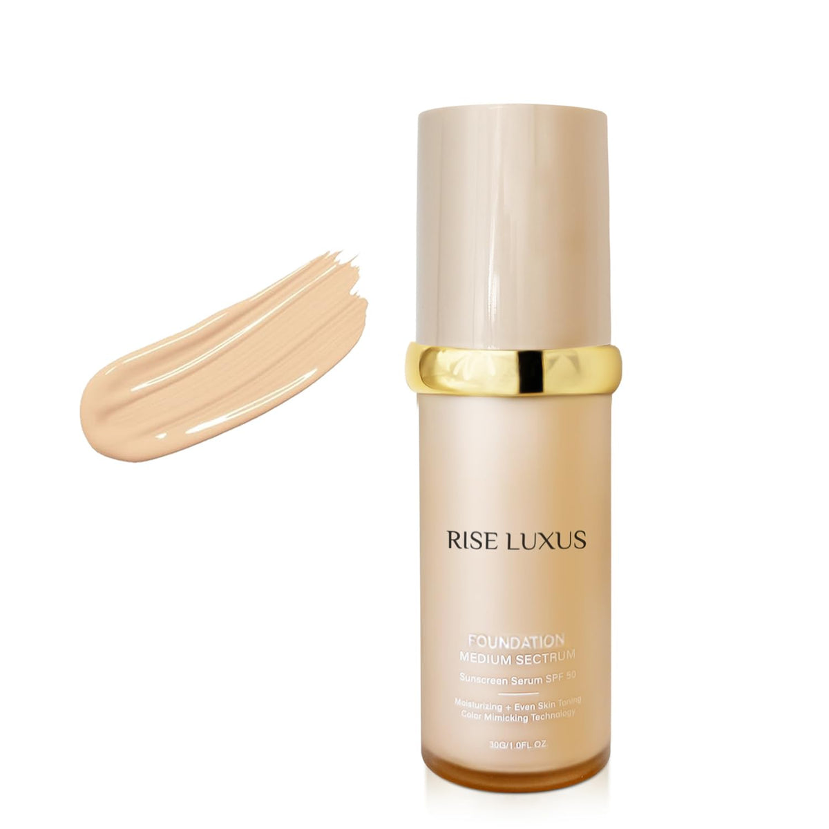 Rise Luxus front packaging bottle, clear brand presentation and sleek design