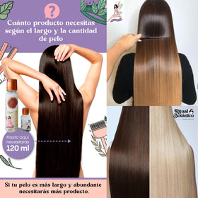 Ritual Botánico product being applied to long hair for even coating