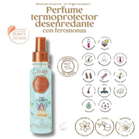 Ritual Botanico Ritual de Tentación blue bottle showing anti-frizz and protection benefits