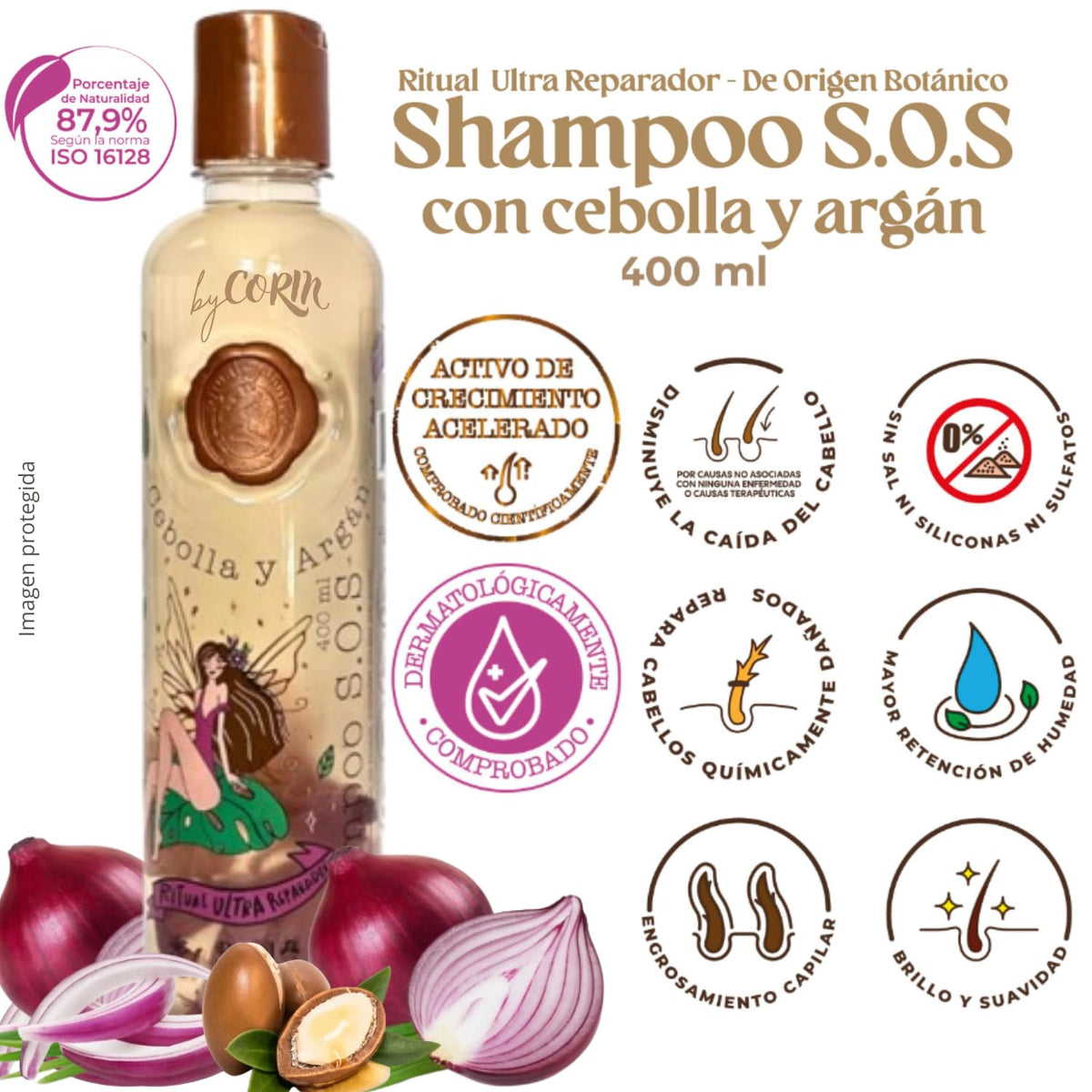 Ritual Botanico onion shampoo bottle close-up highlighting hydration benefit