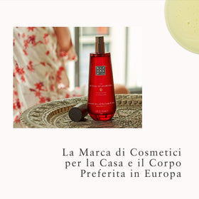 RITUALS applying VATA dry oil to legs demonstrating instant nourishment and non-greasy finish