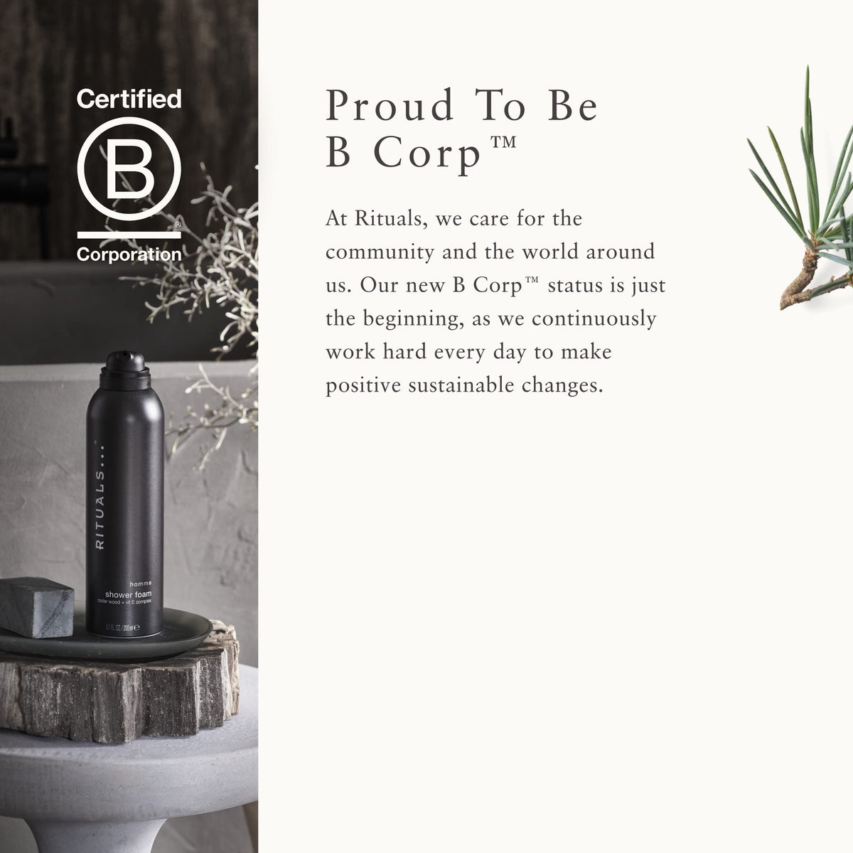 RITUALS Homme in shower lifestyle scene conveying refreshing cedar wood scent