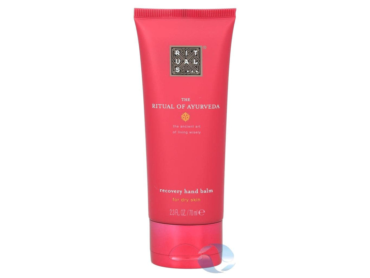 RITUALS recovery hand balm front tube showing packaging and nourishing benefits
