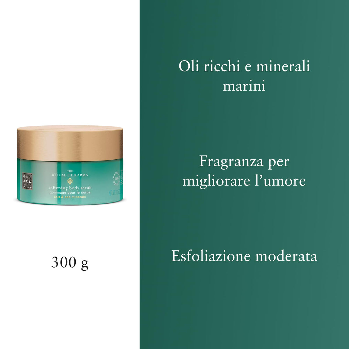 RITUALS scrub being scooped into hand demonstrating easy application and nourishment