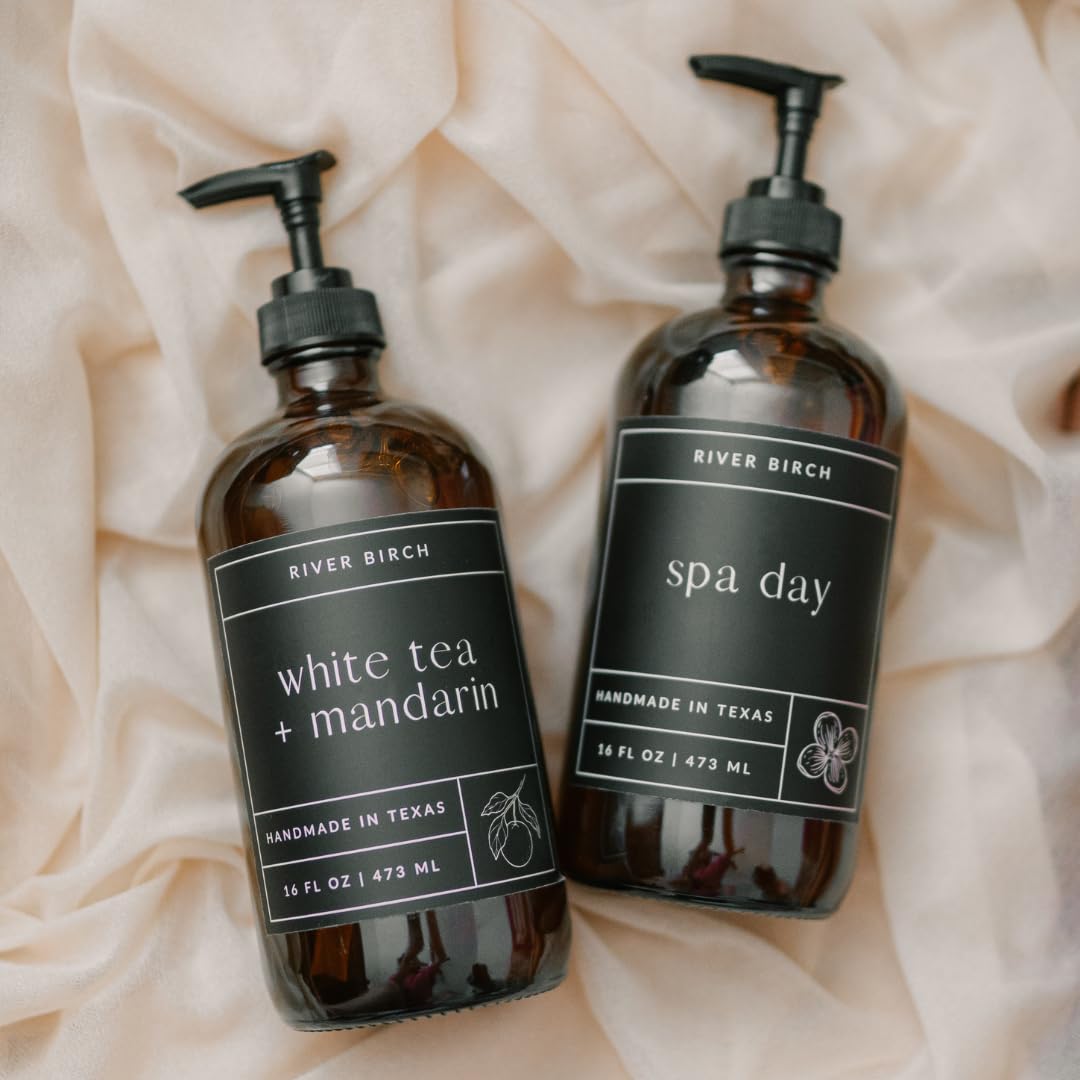 River Birch bottle on bathroom counter showing calming scent and decor fit