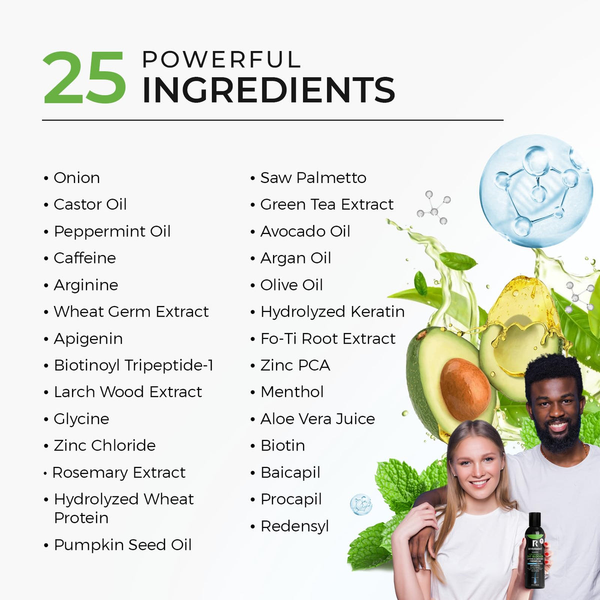 Rivermint product label close-up showing active ingredients and sulfate-free claim