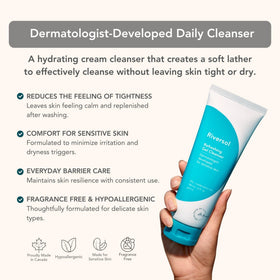 Riversol cream texture close-up demonstrating hydrating, non-foaming benefit