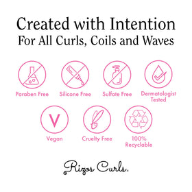 Before and after Rizos Curls styled curls showing reduced frizz and definition