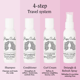 Rizos Curls label close-up highlighting ingredients and travel-friendly clarity