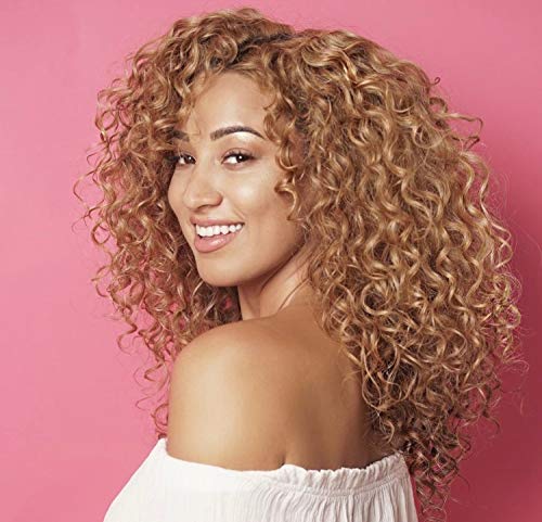 Rizos Curls bottle styled with hair products conveying routine integration benefit