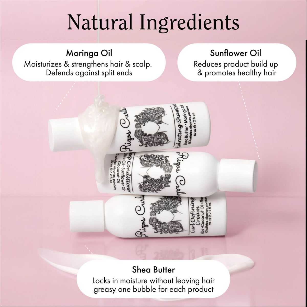 Rizos Curls deep conditioner with olive and coconut oils showing nourishment benefits