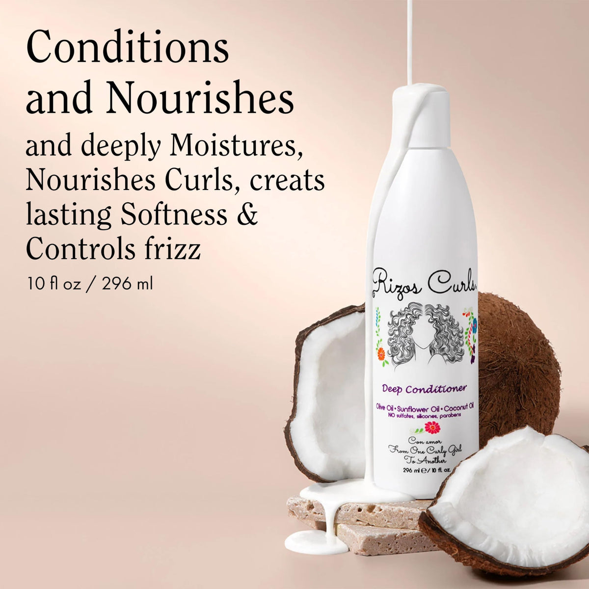Rizos Curls open jar revealing creamy deep conditioner texture for easy application