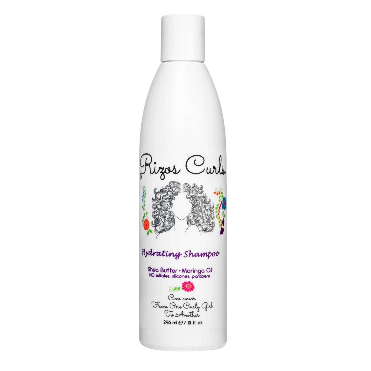 Rizos Curls front bottle view showing label and 10 oz size for easy identification and purchase