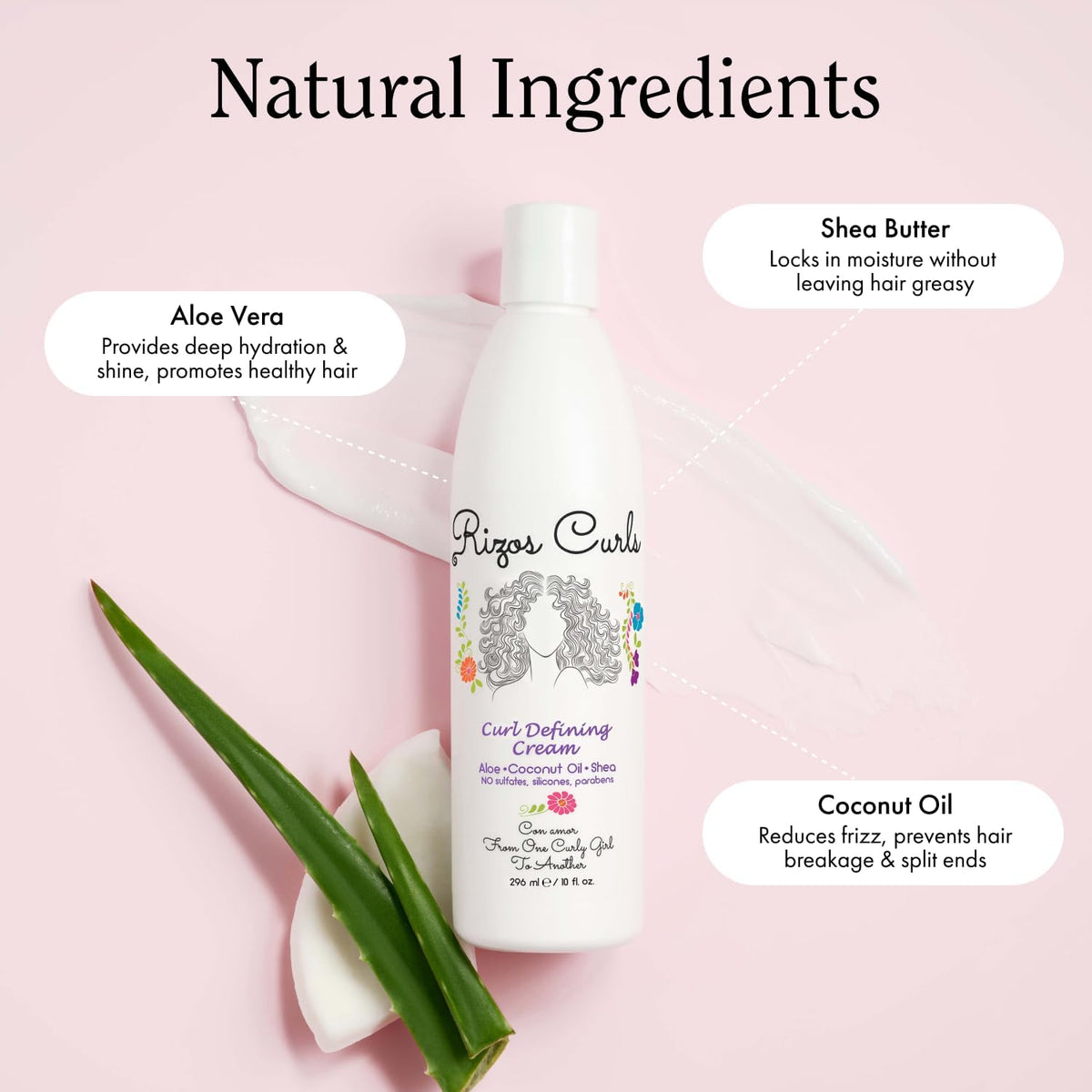 Rizos Curls natural ingredients aloe shea coconut for hydration