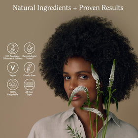 Rizos Curls lifestyle shot of person applying serum for healthier hair
