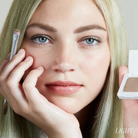RMS Beauty label close-up showing ingredients and talc-free benefit