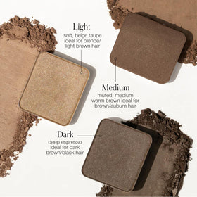 RMS Beauty open powder pan displaying neutral brow pigment and finish