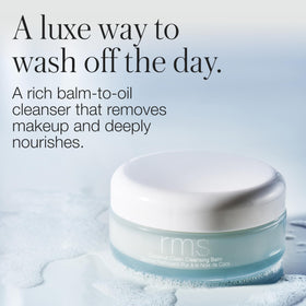 RMS Beauty open jar texture close-up showing creamy balm that melts into oil