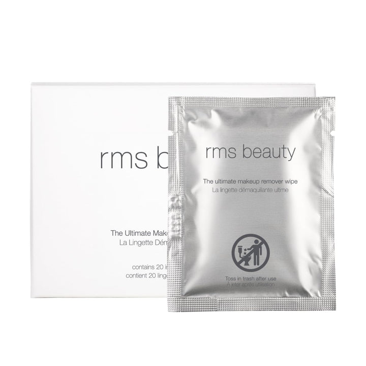 RMS Beauty front packaging showing sealed travel-ready wipes and benefit of freshness