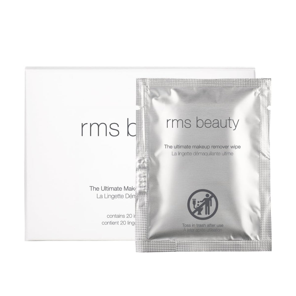 RMS Beauty front packaging showing sealed travel-ready wipes and benefit of freshness