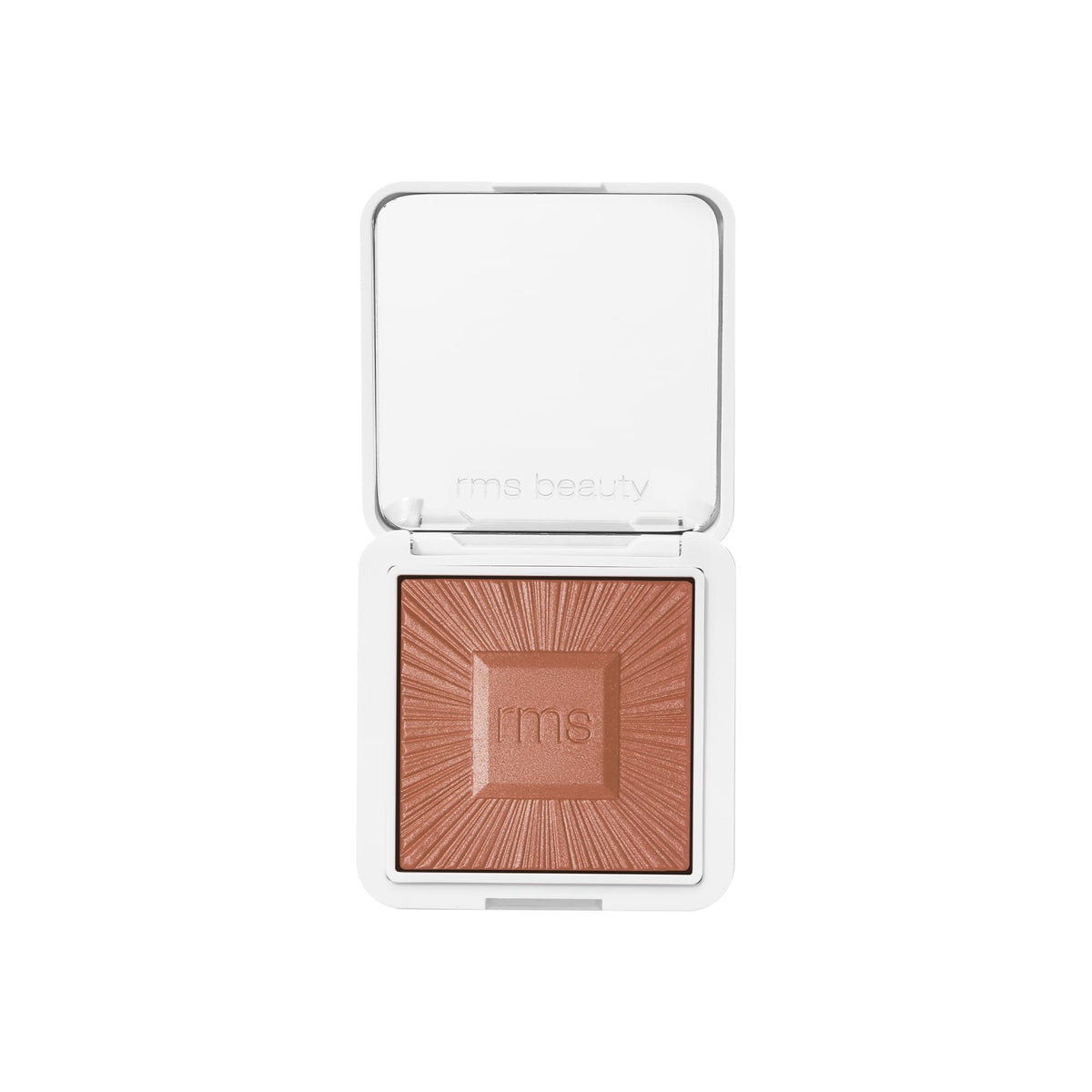 RMS Beauty compact front view showing sleek refillable bronzer for portable glow