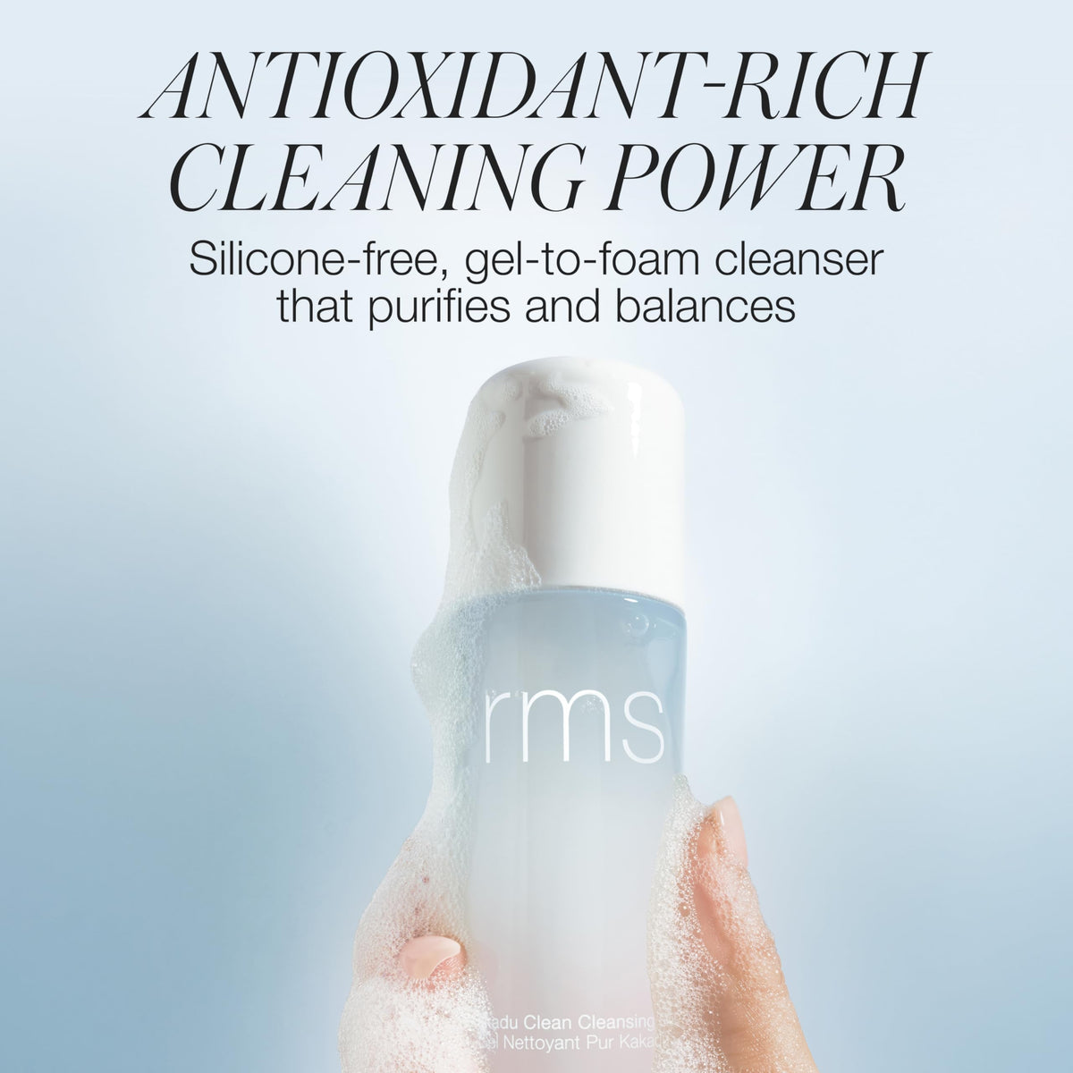 RMS Beauty pump dispensing foam for effective gentle cleansing