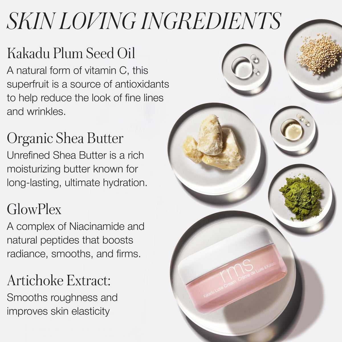 RMS Beauty Kakadu Luxe Cream dispensed onto fingertip for easy application