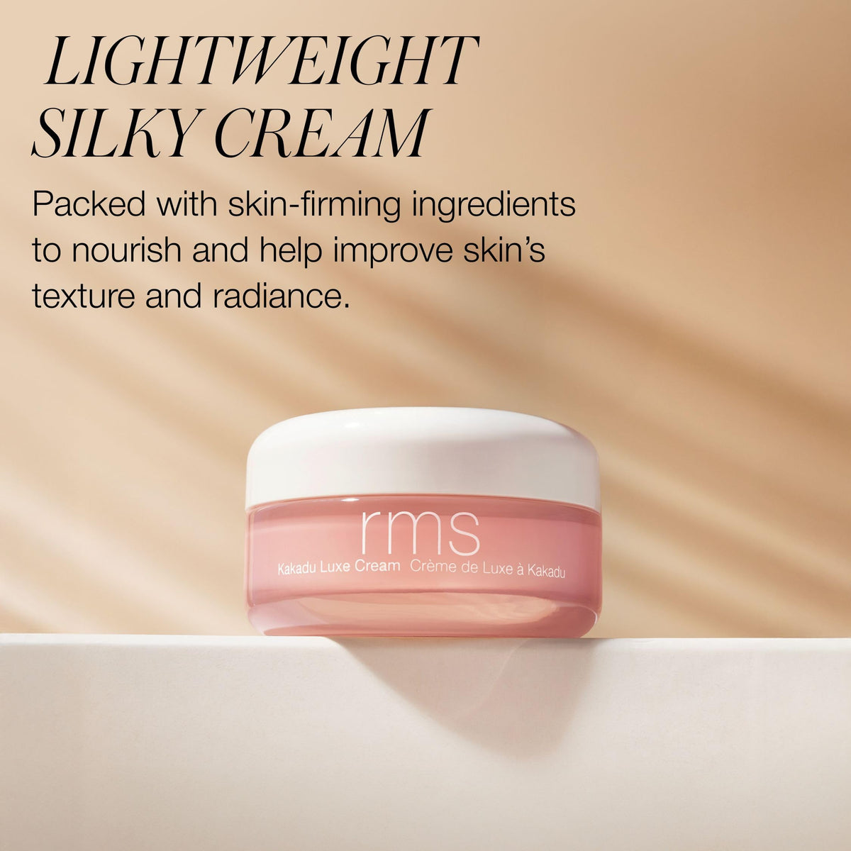 RMS Beauty Kakadu Luxe Cream texture swipe illustrating lightweight absorption