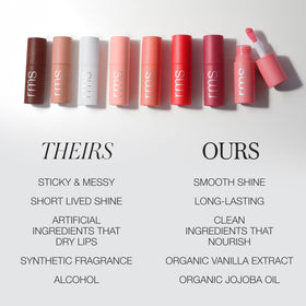 RMS Beauty label close-up listing clean ingredients and vegan benefit