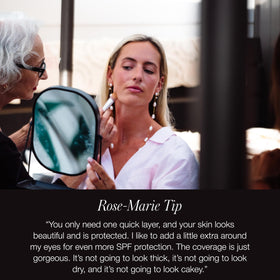 RMS Beauty Lip2Cheek inside a small makeup bag for quick touch-ups on the go