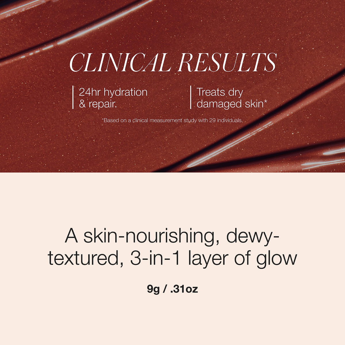RMS Beauty liplights swatch on skin showing buildable tint and luminous benefit