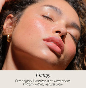 RMS Beauty on cheekbone giving dewy, photo-friendly glow and lift