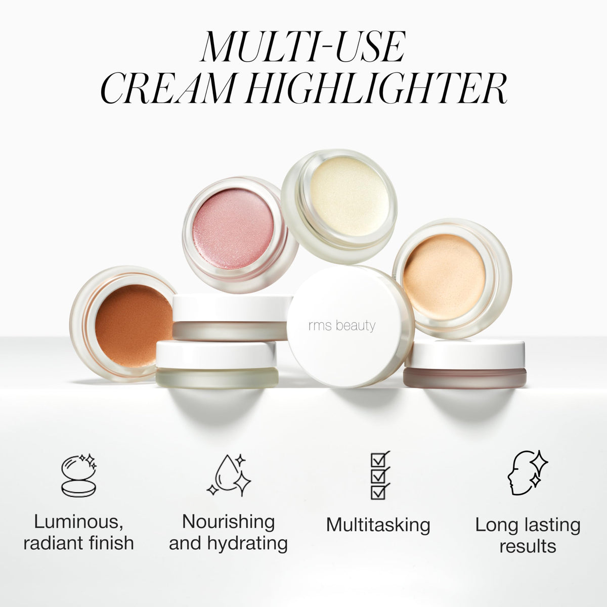 RMS Beauty luminizer creamy texture swipe illustrating blendable radiance