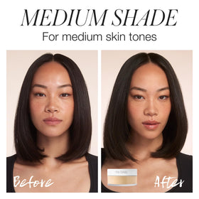 RMS Beauty powder swatched on skin, shows natural matte effect and subtle radiance