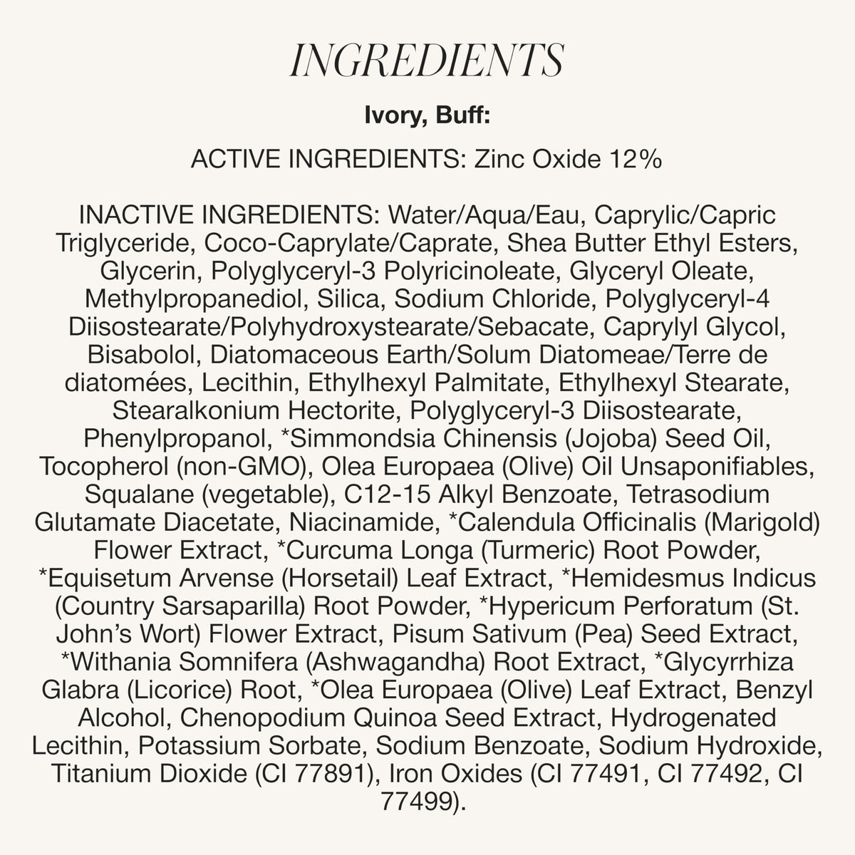 RMS Beauty packaging flat lay with ingredient list and eco messaging