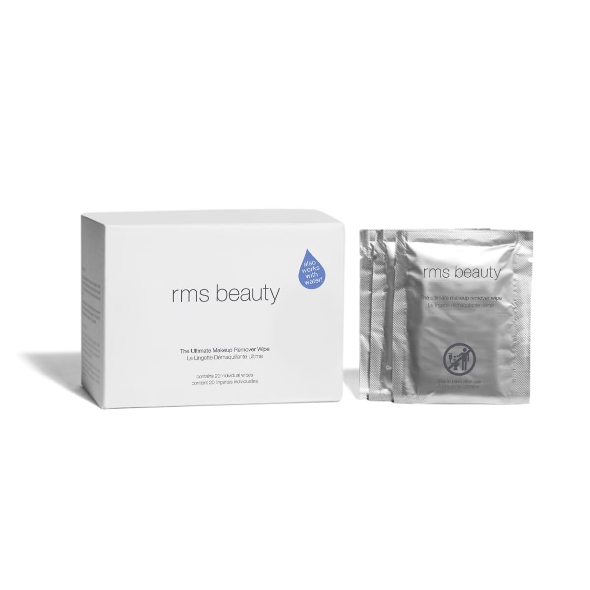 RMS Beauty package label close-up highlighting organic coconut oil and biodegradable fibers