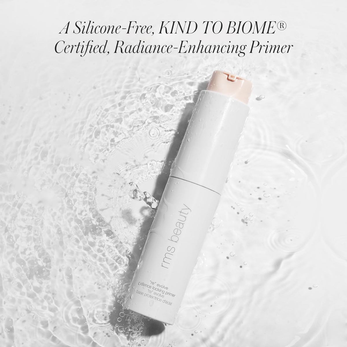 RMS Beauty primer on vanity with skincare items showing everyday routine benefit