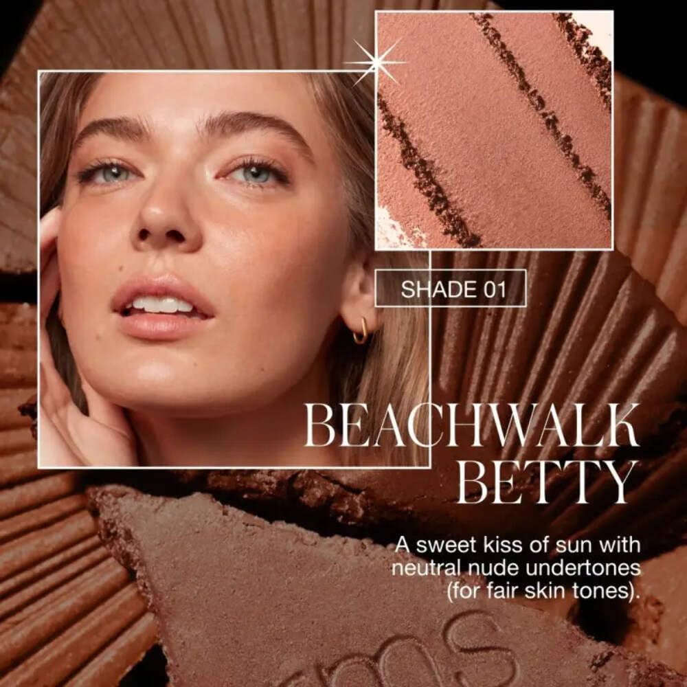 RMS Beauty brush swipe swatch displaying warm bronze shade and soft luminosity
