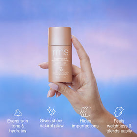 RMS Beauty ingredient display highlighting niacinamide and pea extract benefits