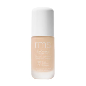 RMS Beauty front bottle showing SPF 50 and Alabaster shade benefit: protected complexion