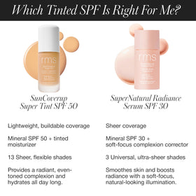 RMS Beauty SunCoverup next to a measuring cup showing 1 fl oz size and travel benefit