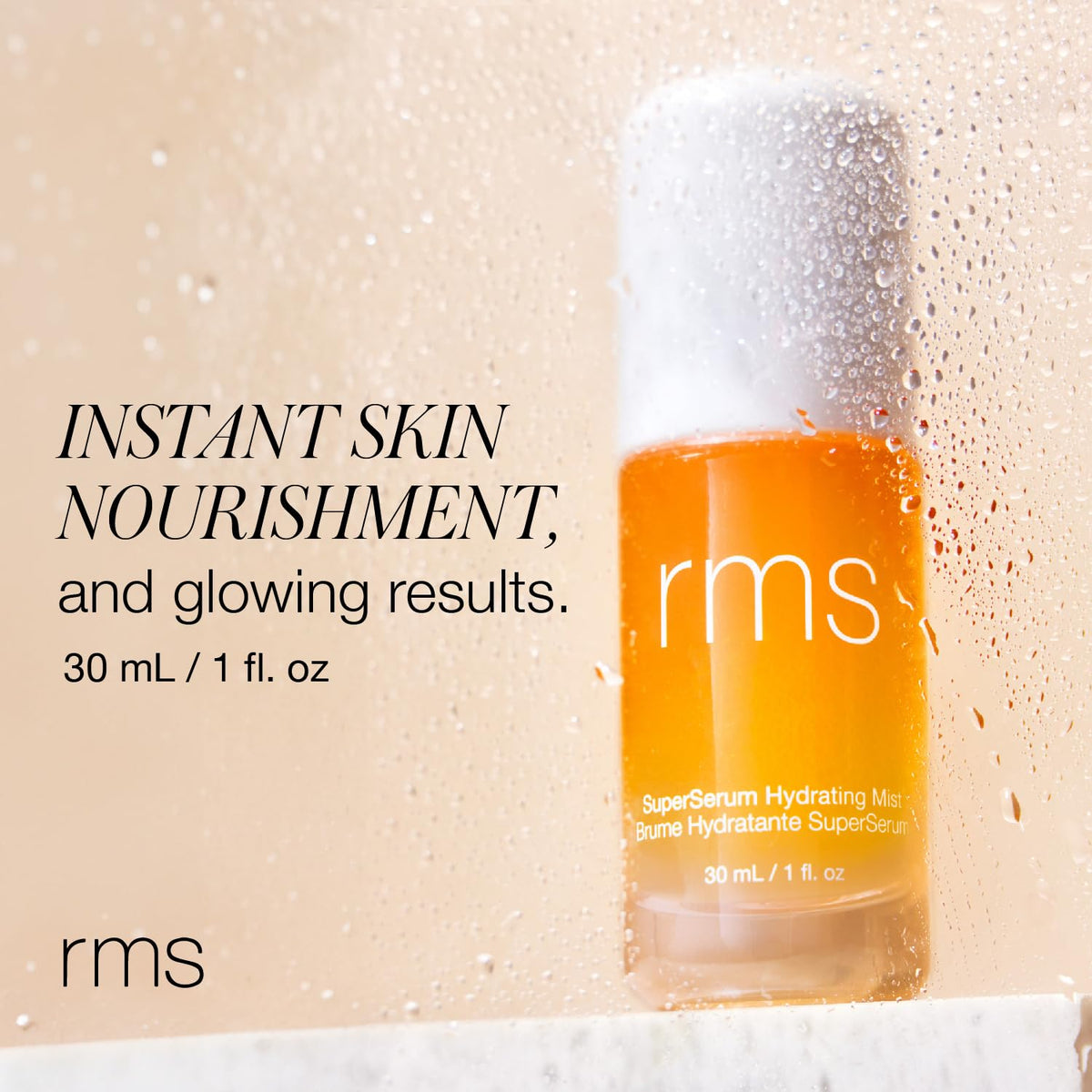 RMS Beauty bi-phase bottle shaken to blend serum for fresh application