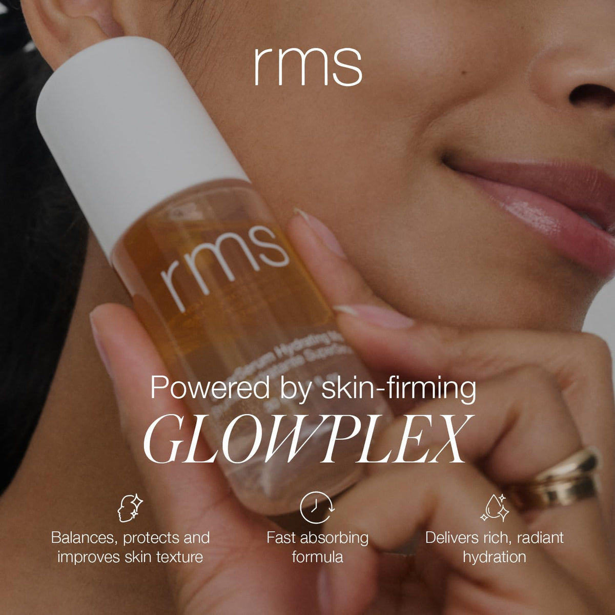 RMS Beauty close-up of mist nozzle spraying for even hydration