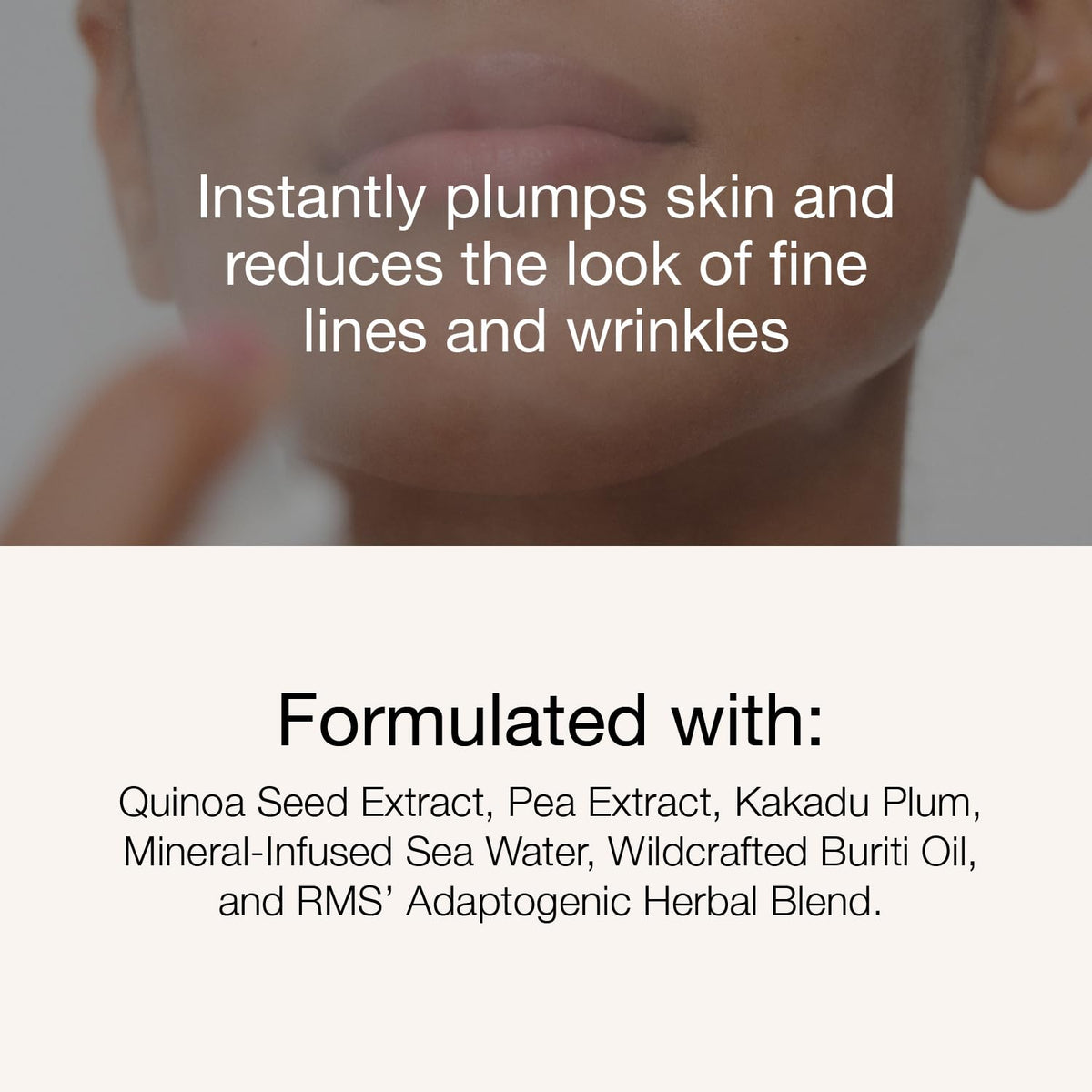 RMS Beauty texture on skin demonstrating dewy, non-sticky finish