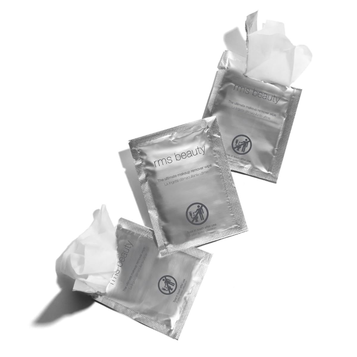 RMS Beauty wipe removing eye makeup gently, protecting delicate eye area